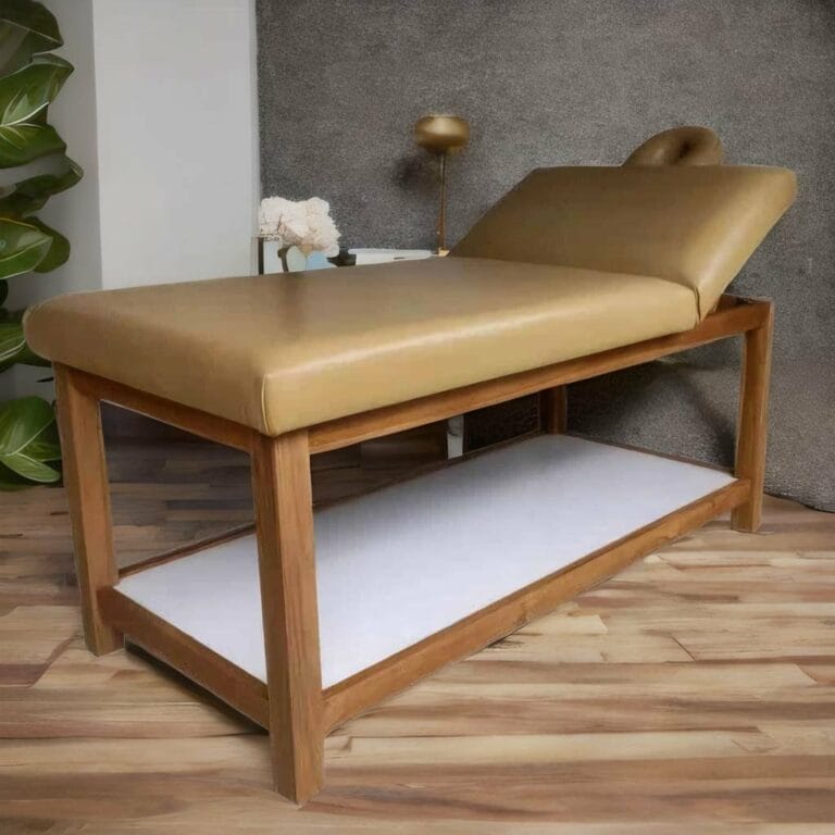 Teak and Leather Massage Bed Table manufacturers wholesale export Bali Java Indonesia P101-0501-0001